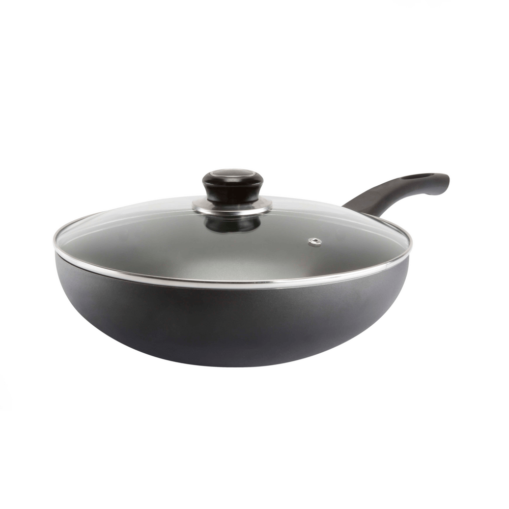 Sarten Wok Antiadherente Record 1080029728 de N28 con tapa de Vidrio
