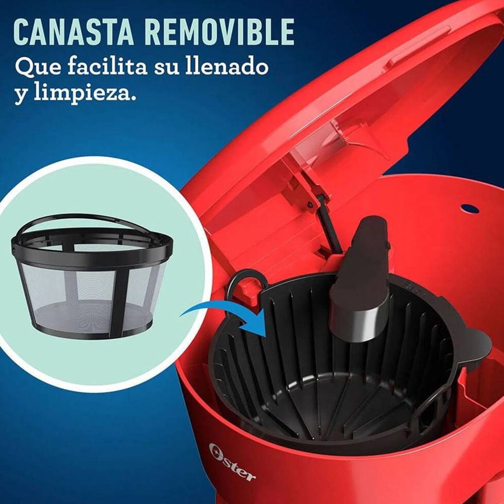SmartMiles. Cafetera Oster BVSTDC4401RD-013, 12 tazas , Roja.
