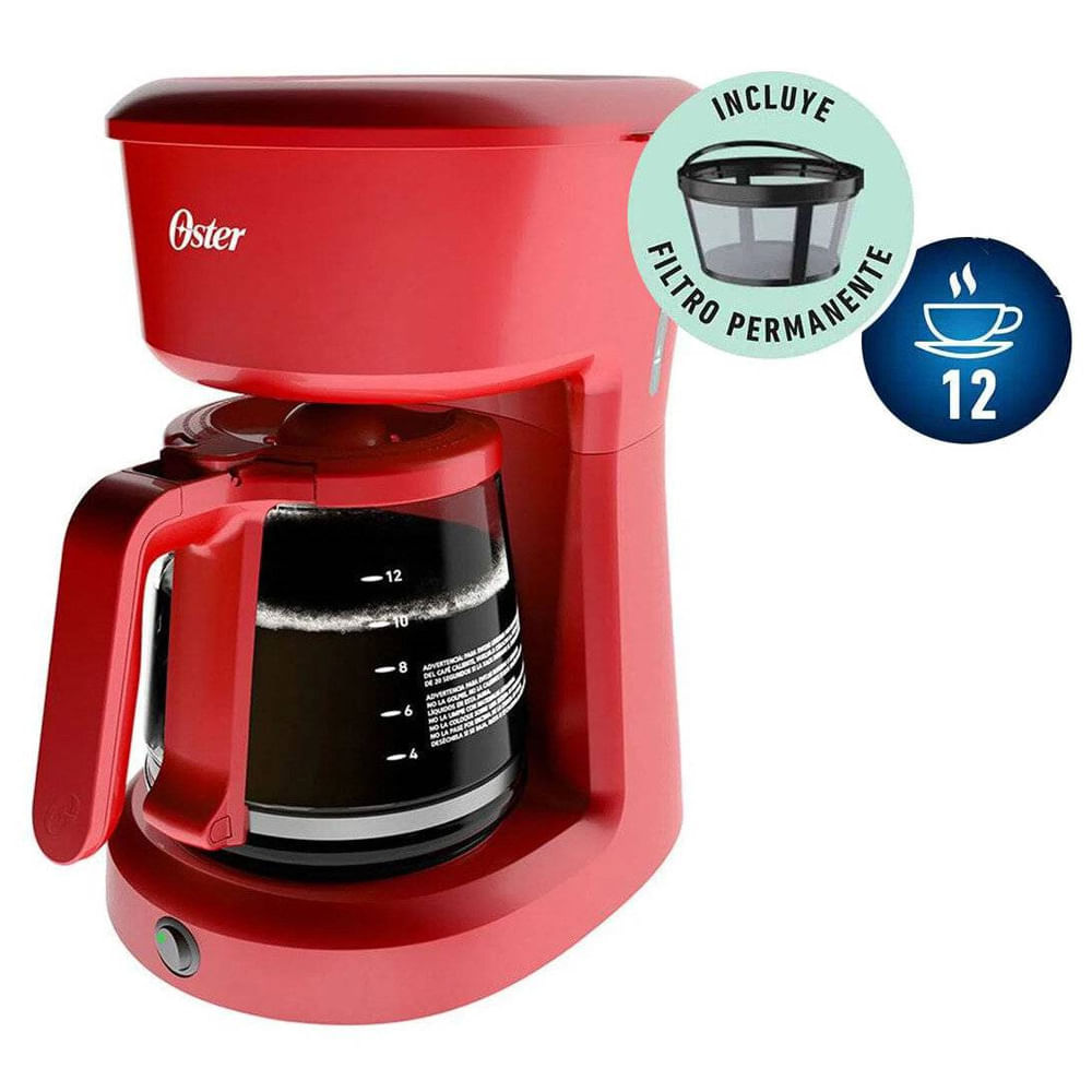 Cafetera Oster BVSTDCS12R 12 Tazas Filtro Permanente Roja | Oechsle -  Oechsle
