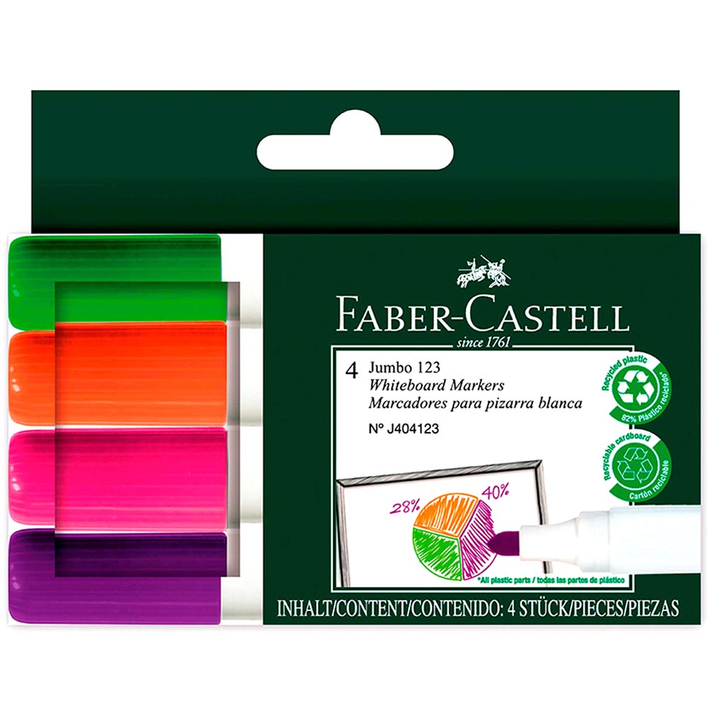 Marcador FABER CASTELL Jumbo 123 Vio/Lim/Fu/An Caja 4un