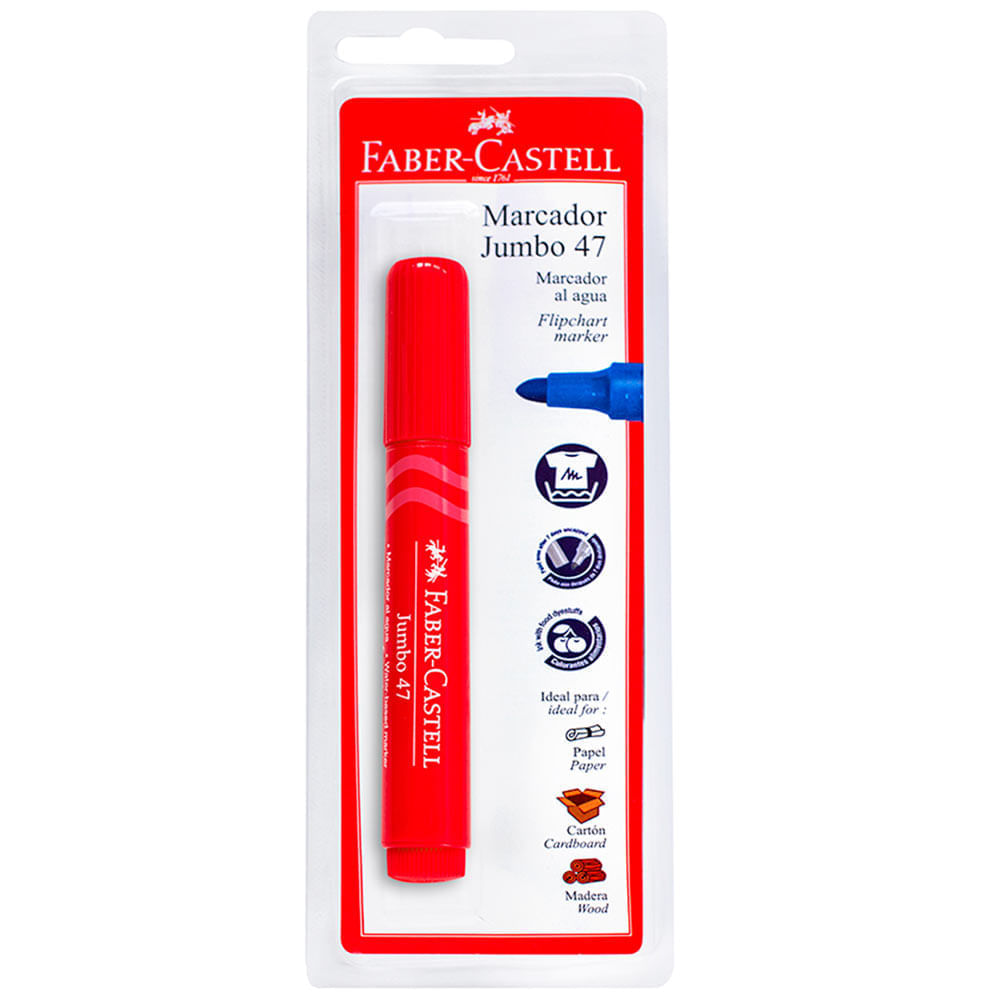 Plumón FABER CASTELL 47 Rojo Blíster 1un