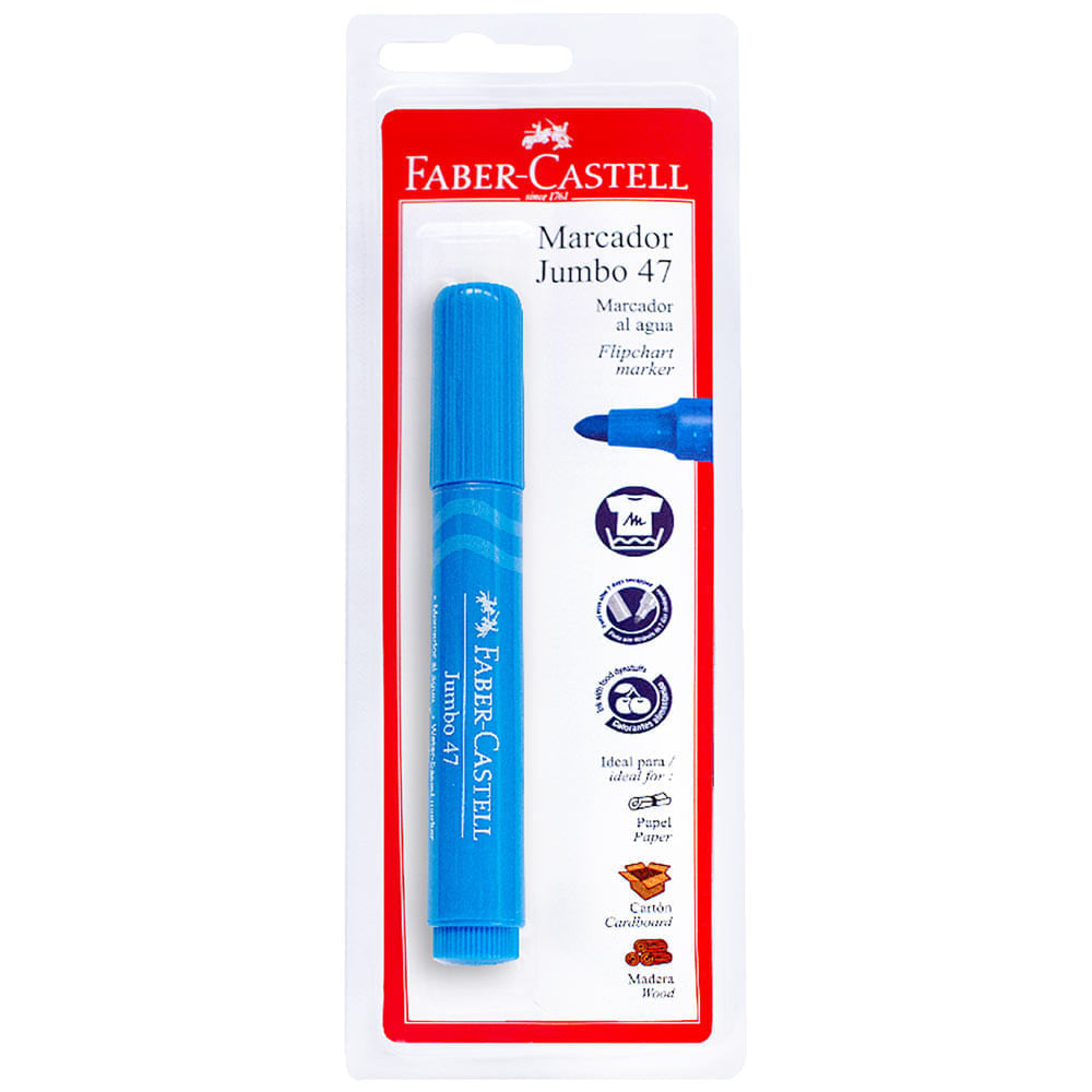 Plumón FABER CASTELL Jumbo #47 Azul Blister 1un