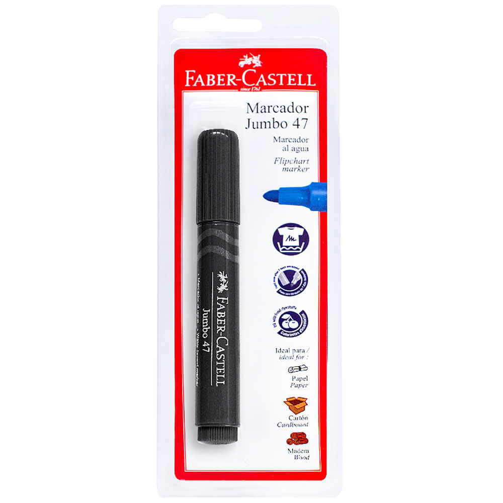 Plumón FABER CASTELL Jumbo #47 Negro Blister 1un
