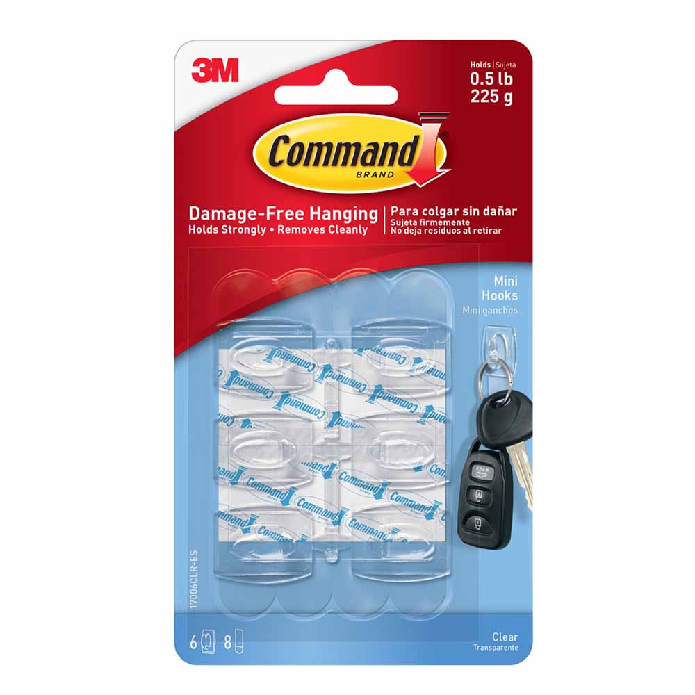 Ganchos COMMAND Pequeños Blister 6un Transparentes