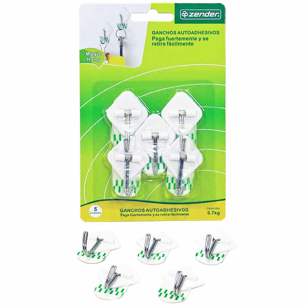 Gancho Adhesivo Reusable ZENDER 700g x5un