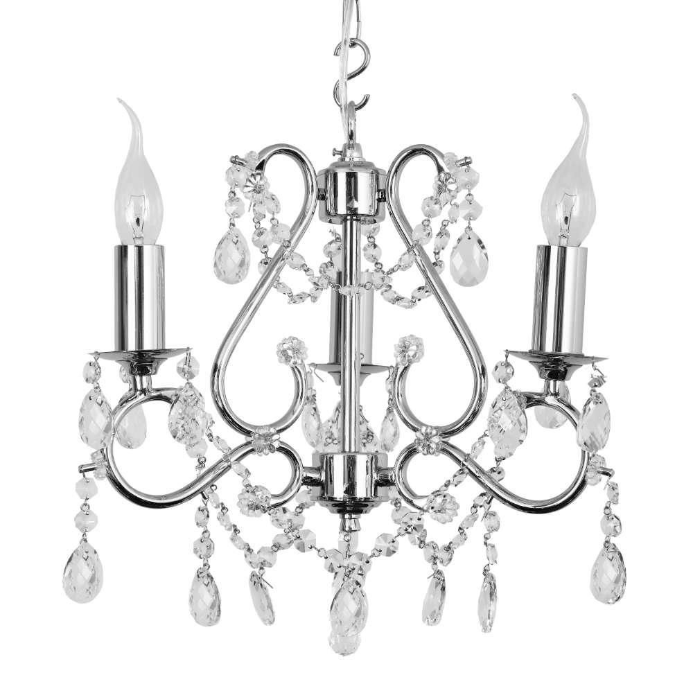 Lámpara De Cristal Ariana 3 Luces Small Cromada