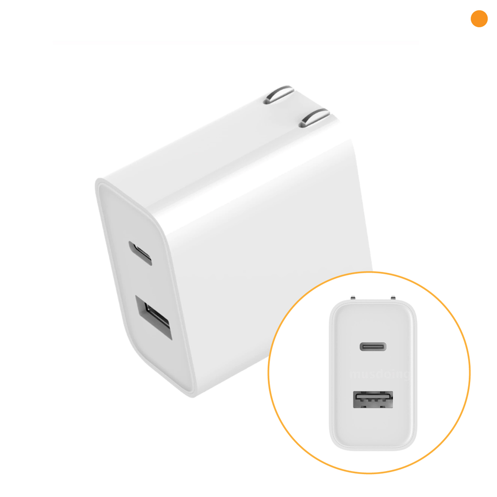 Adaptador Cargador Xiaomi Salida Dual USB de Tipo-C y Tipo-A de 33W Blanco