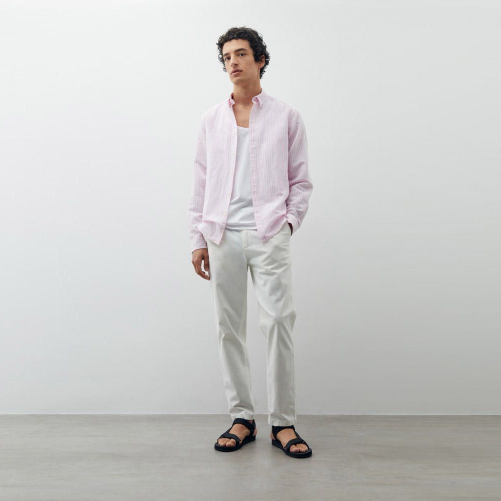 Camisa Lino Rayas Rosa | Oechsle - Oechsle