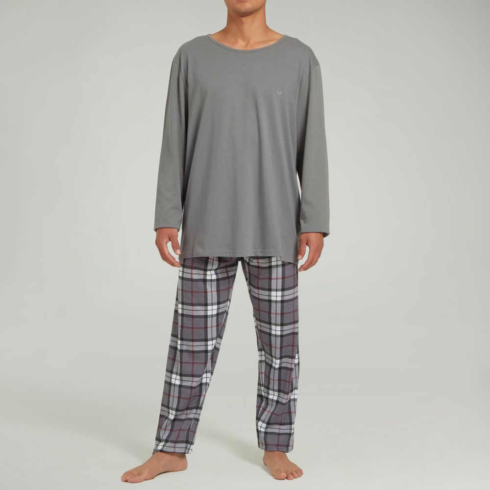 Pijama Set Polo Manga Larga Checks Con Pantalón Hombre | Oechsle.pe -  Oechsle