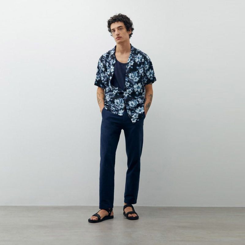 Pantalón Sfera Hombre Lino Cordón Navy | Knasta Chile