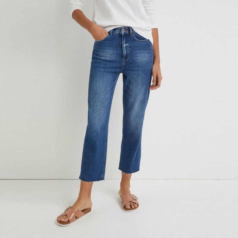 Jeans Sfera Mujer Slim 80S Straight Hr Tw Dark Blue | Knasta Chile