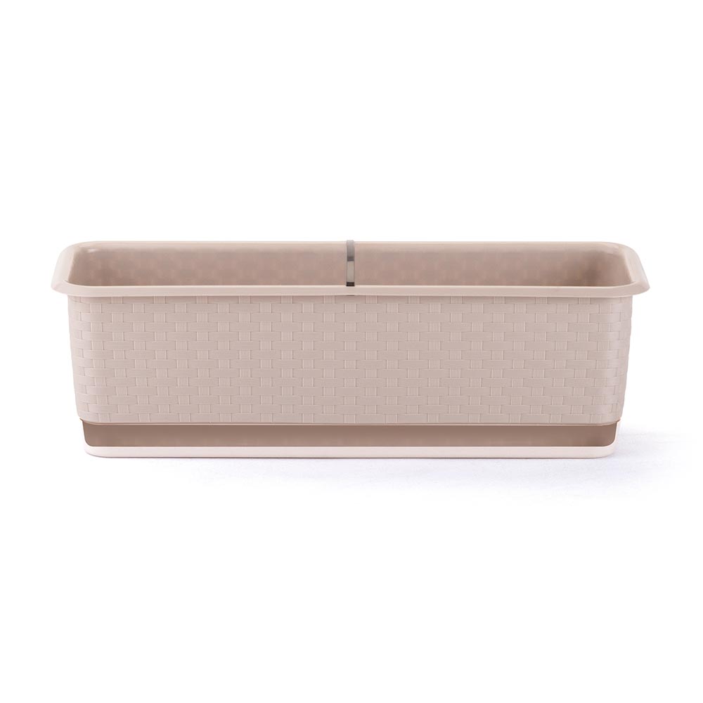 Macetero Plástico Rectangular Polinplast Mimbre Beige 10L
