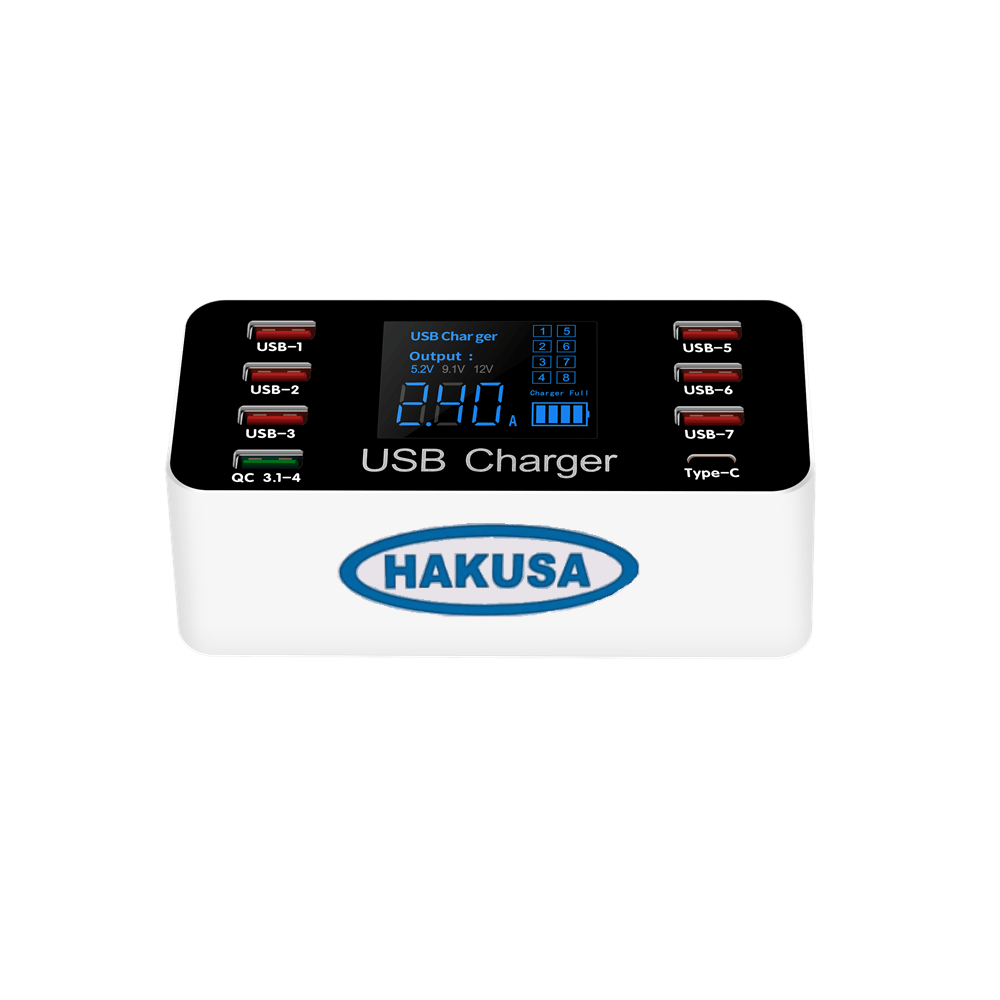 Cargador Rápido Múltiple de 8 Puertos Hakusa Wlk-a9+Con Indicador De Carga