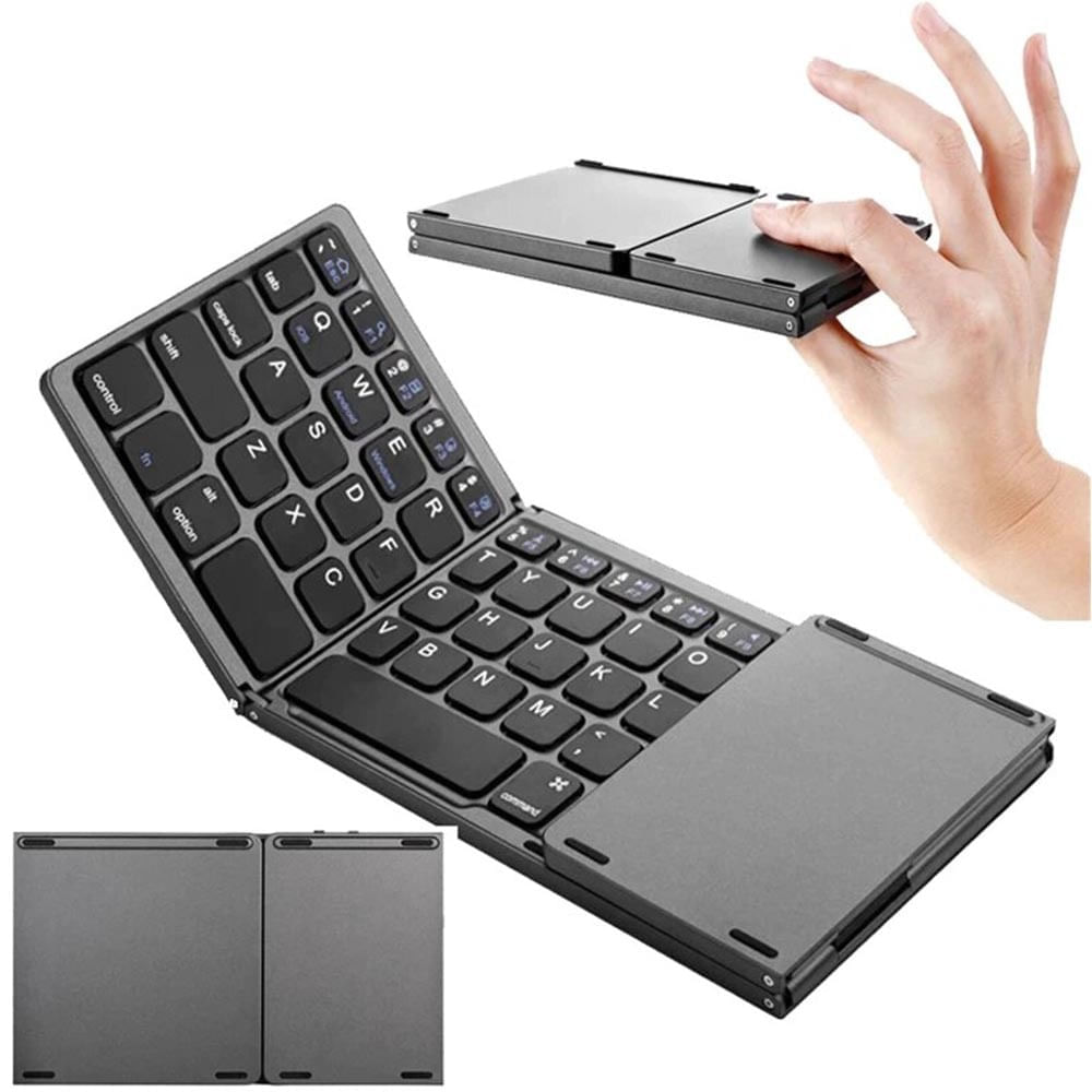 minder Teclado plegable Bluetooth con trackpad - Teclado inalámbrico  portátil de tamaño completo con panel táctil para computadora portátil,  tabletas