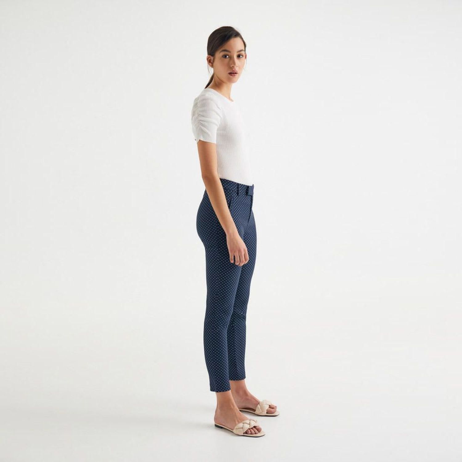 Pantalón Sfera Mujer Jacquard Navy | Oechsle.pe - Oechsle