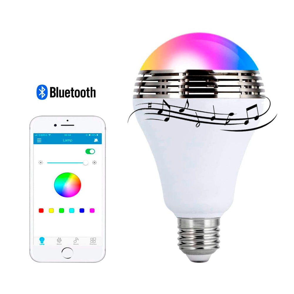 Bombilla LED RGB con Altavoz y Bluetooth