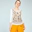 Blusa Floreada con Manga 3/4 Blanco