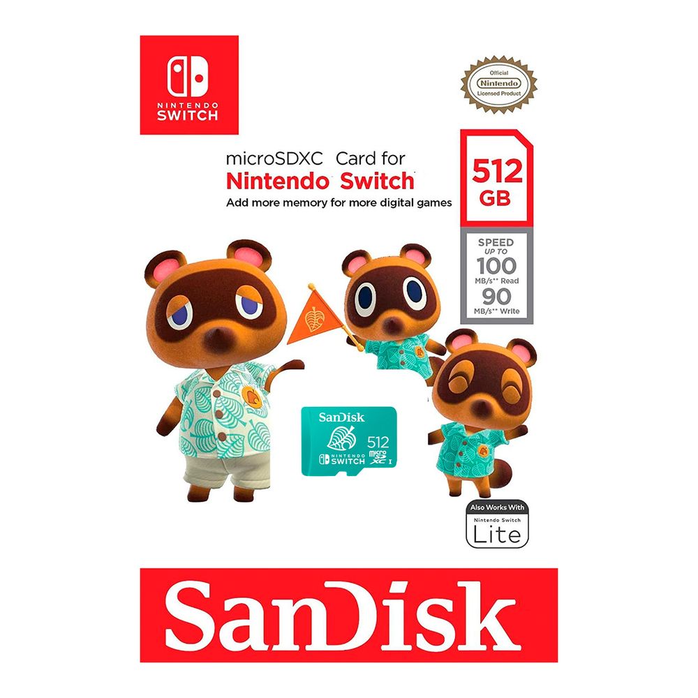 Memoria Microsd xl Sandisk 512GB Nintendo Switch Animal Crossing