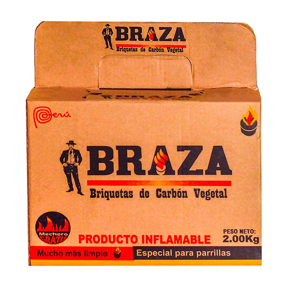 Briquetas de Carbón Braza 2 kg Carbón Prensado en Forma Cilíndrica