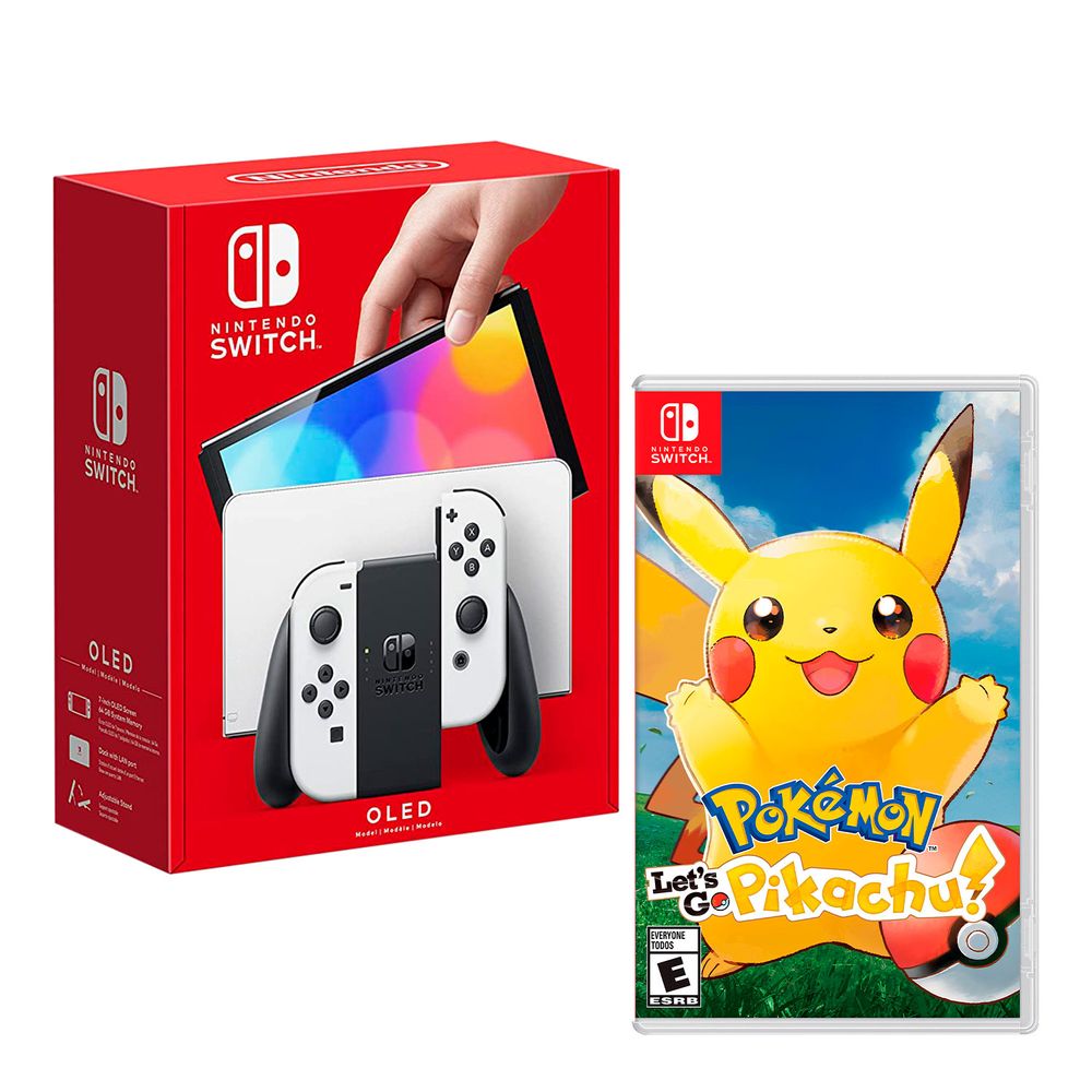 Nintendo Switch Modelo Oled Blanco + Pokemon Lets Go Pikachu