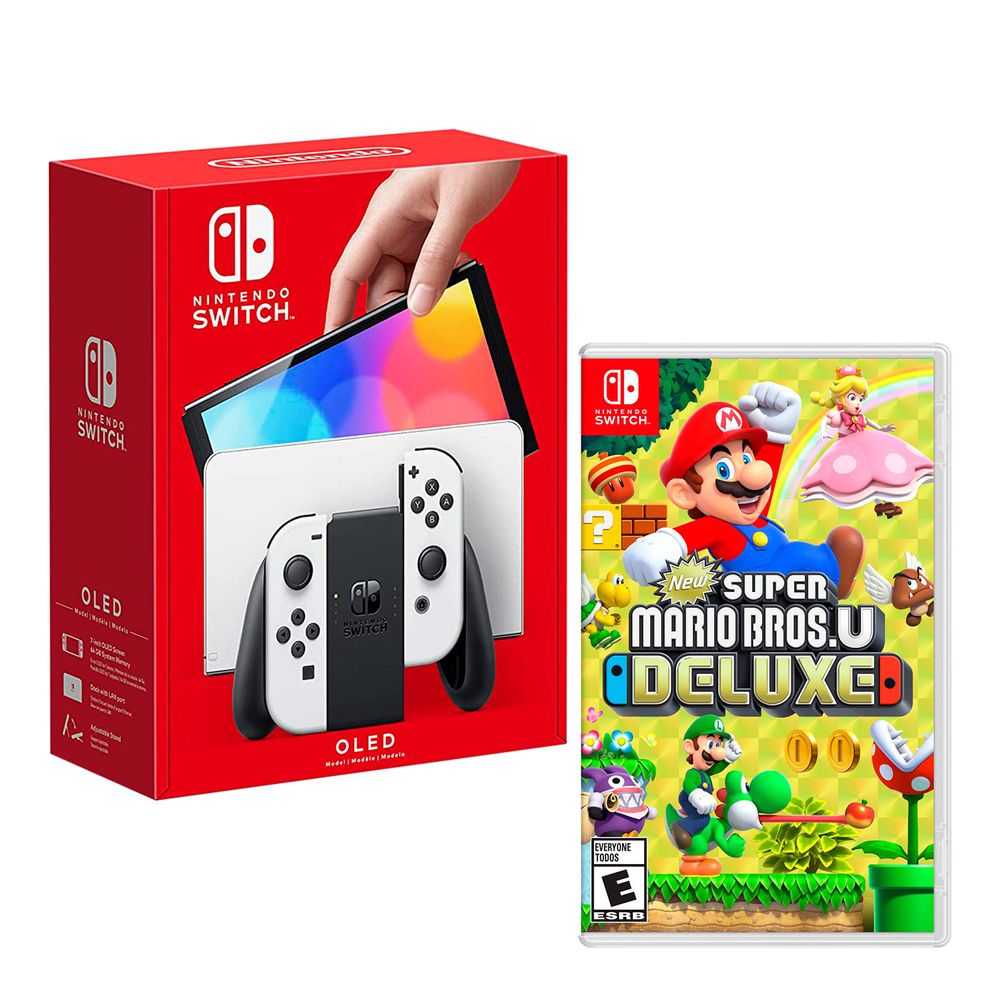 Nintendo Switch Modelo Oled Blanco + New Super Mario Bros U