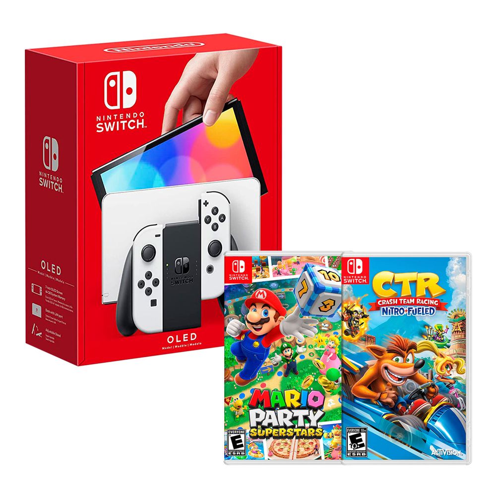 Nintendo Switch Modelo Oled Blanco + Mario Party Superstar + Crash Team Racing