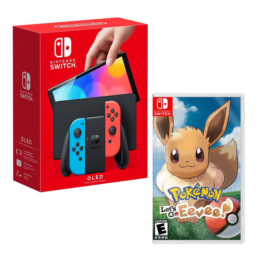 Nintendo Switch Modelo Oled Neon + Pokemon Lets Go Eevee