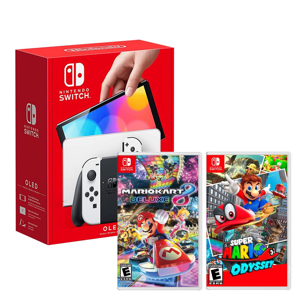 Nintendo Switch Modelo Oled Blanco + Mario Kart 8 + Super Mario Odyssey