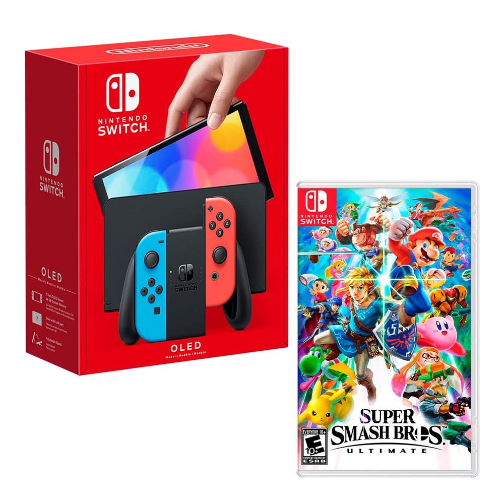 Nintendo Switch Modelo Oled Neon + Super Smash Bros