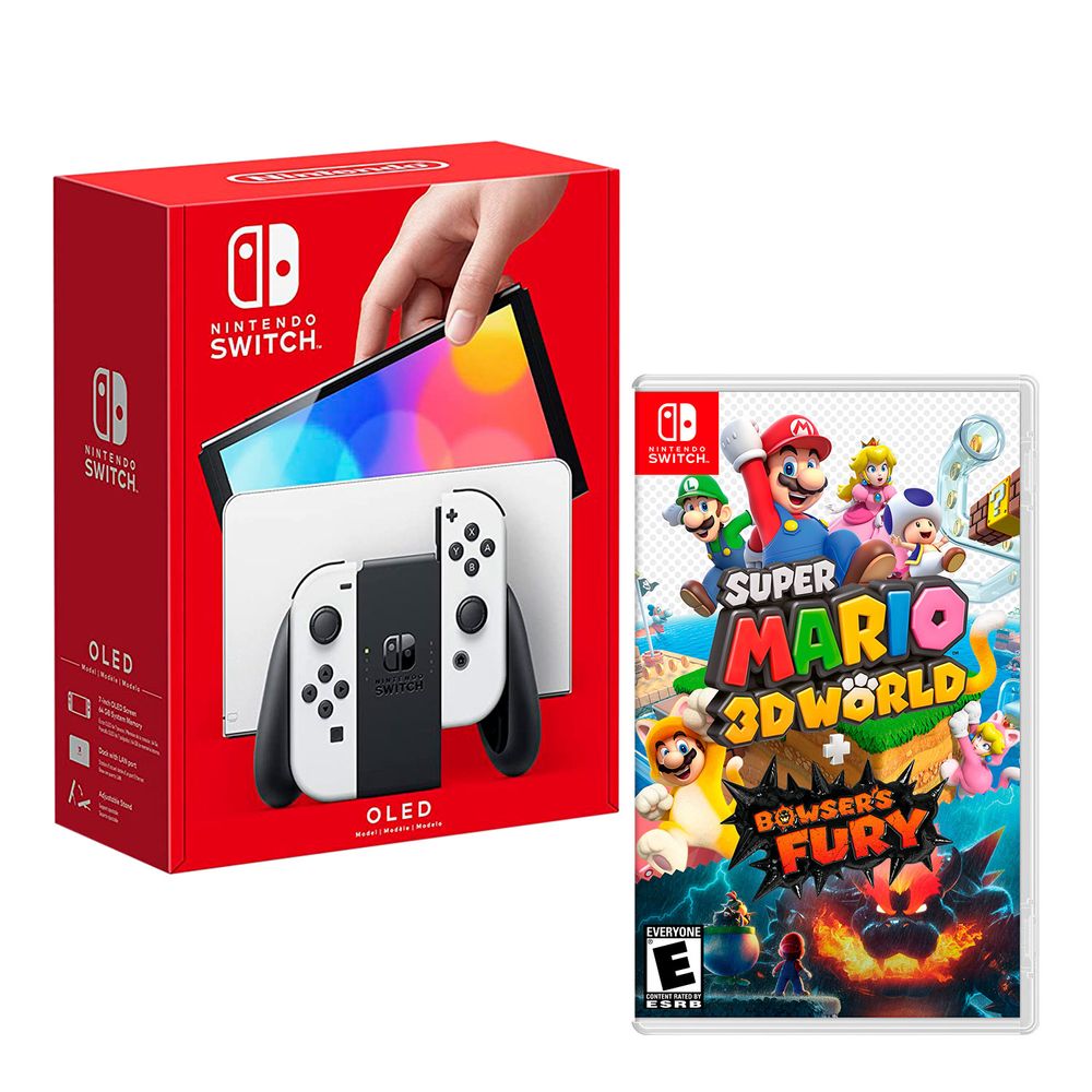 Nintendo Switch Modelo Oled Blanco + Mario 3D World Bowsers Fury