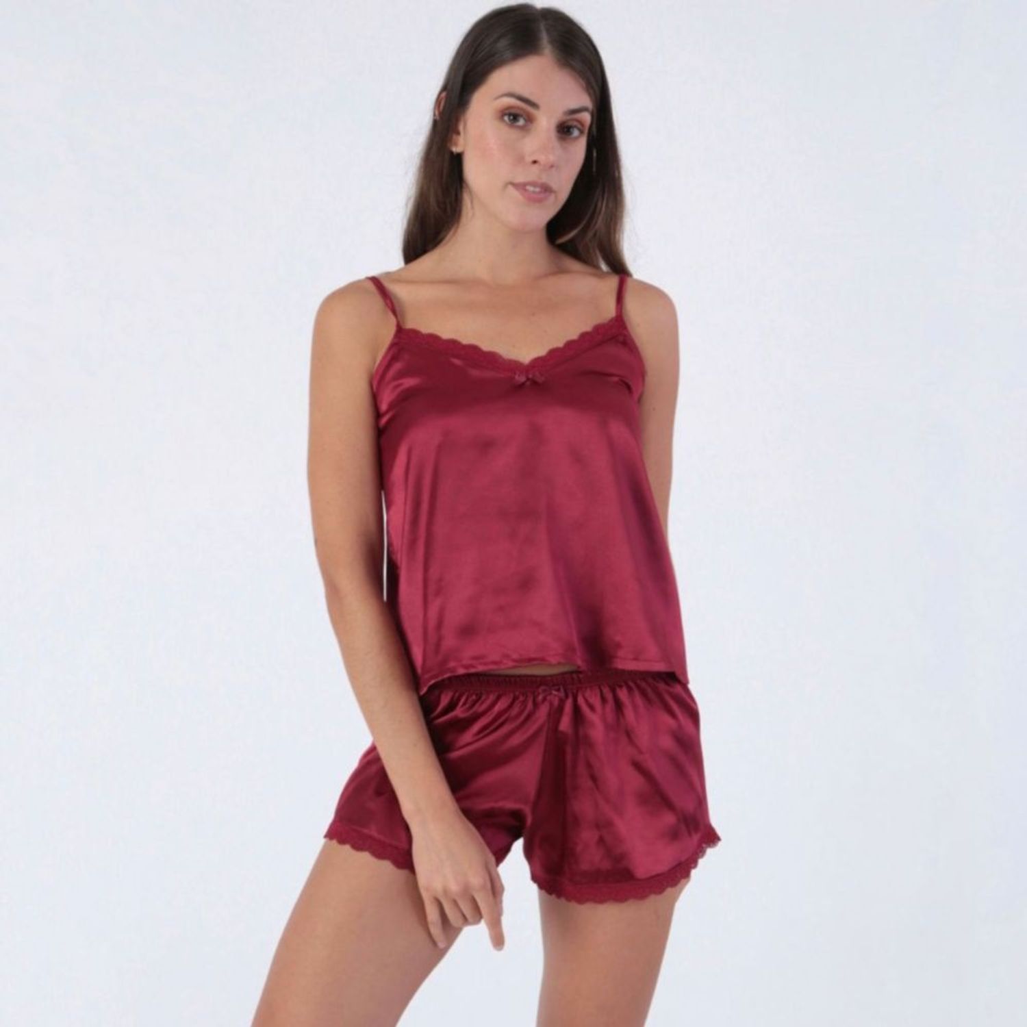 Mujer Pijama Lencería Ropa De Dormir Satin Sleep Chemise Min