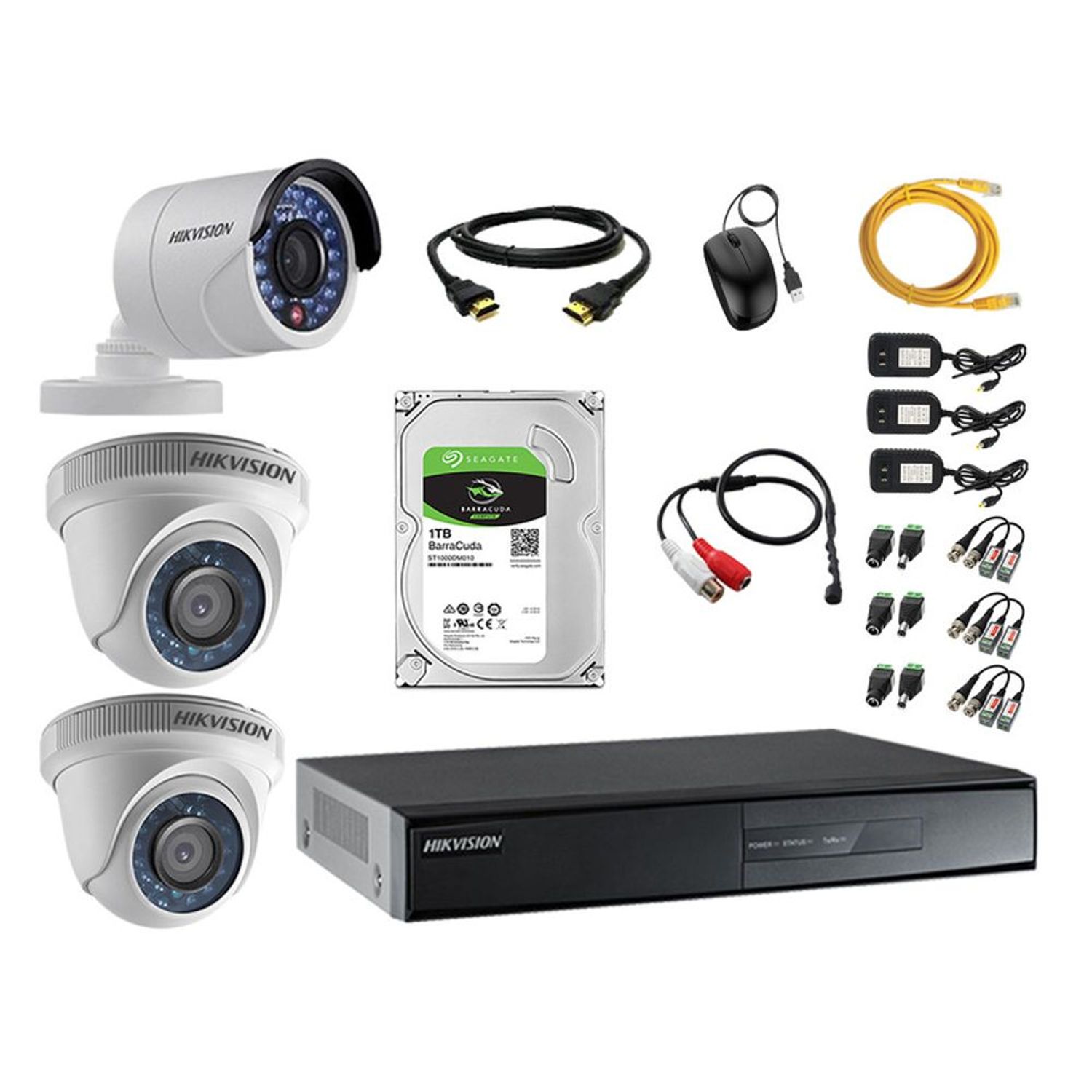 Kit 3 Cámaras de Vigilancia Hikvision Hd 720P 1Tb + Kit de