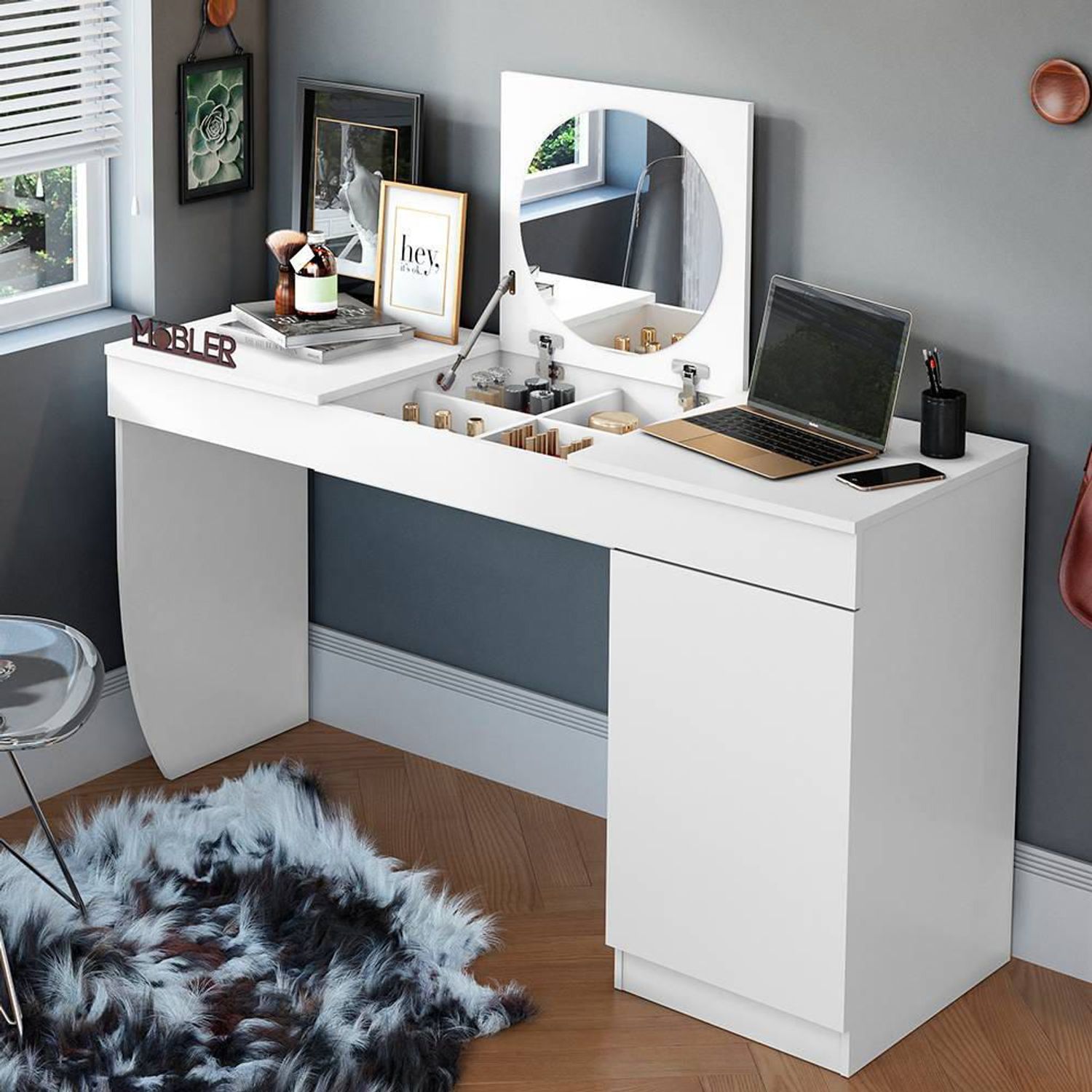  Escritorio de cristal en forma de L, mesa consola de escritorio  de oficina en casa con marco de metal, mesa de estudio, escritorio para  computadora, tocador de maquillaje, estación de trabajo