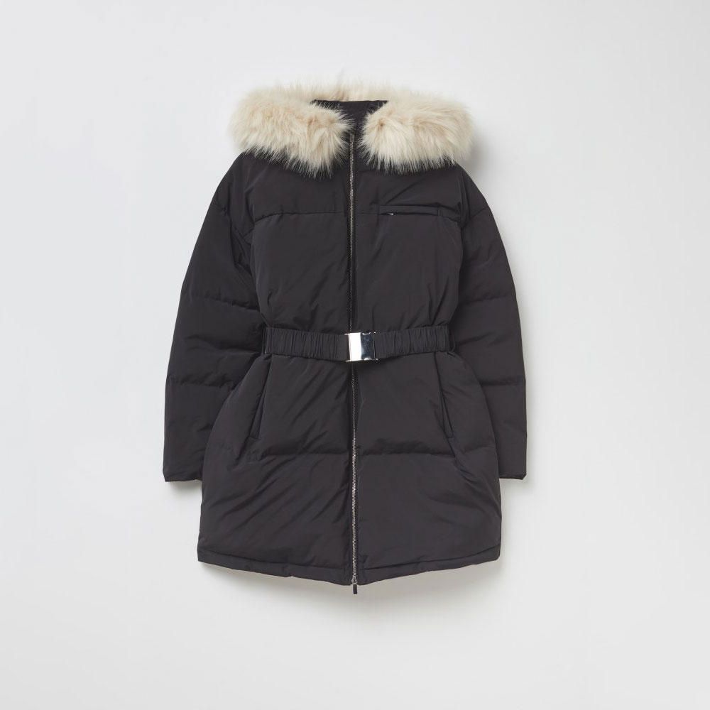 Casaca Sfera Mujer Parka Capucha Pelo Negra | Oechsle.pe - Oechsle