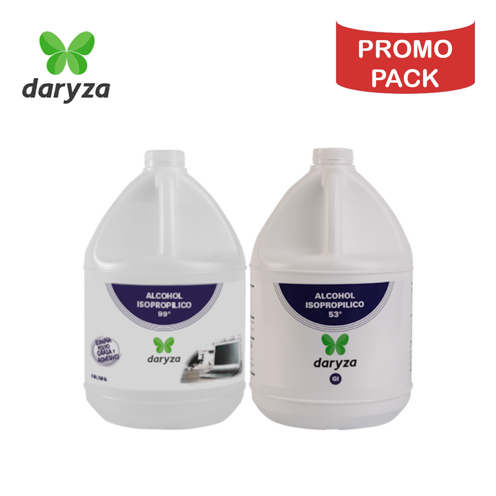 Promo Pack: Alcohol Isopropílico Daryza 99° Galón y 53° Galón