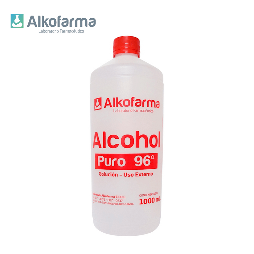 Alcohol Líquido 96° Puro Alkofarma 1 Litro