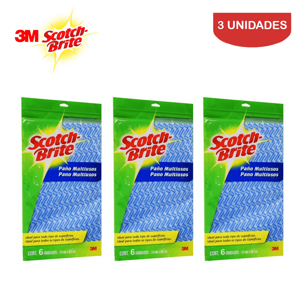 Paño Multiusos Scotch-Brite Bolsa *6und Azul Pack 3 Bolsas