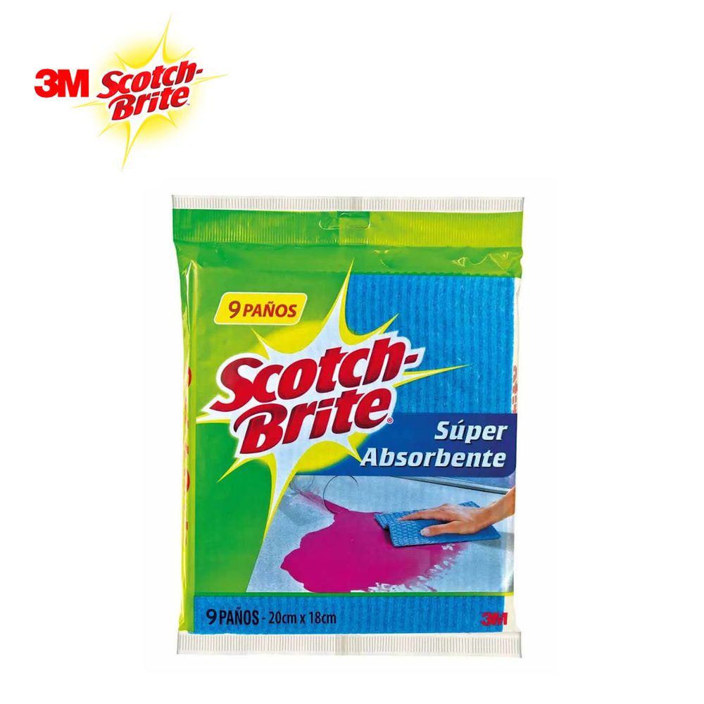 Paño Esponja Súper Absorbente Scotch-Brite Bolsa *9und