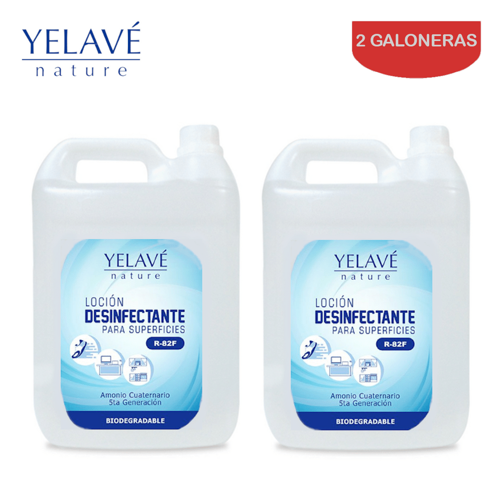 Desinfectante para superficies Amonio Cuaternario 4 litros YELAVE. Pack 2 galoneras