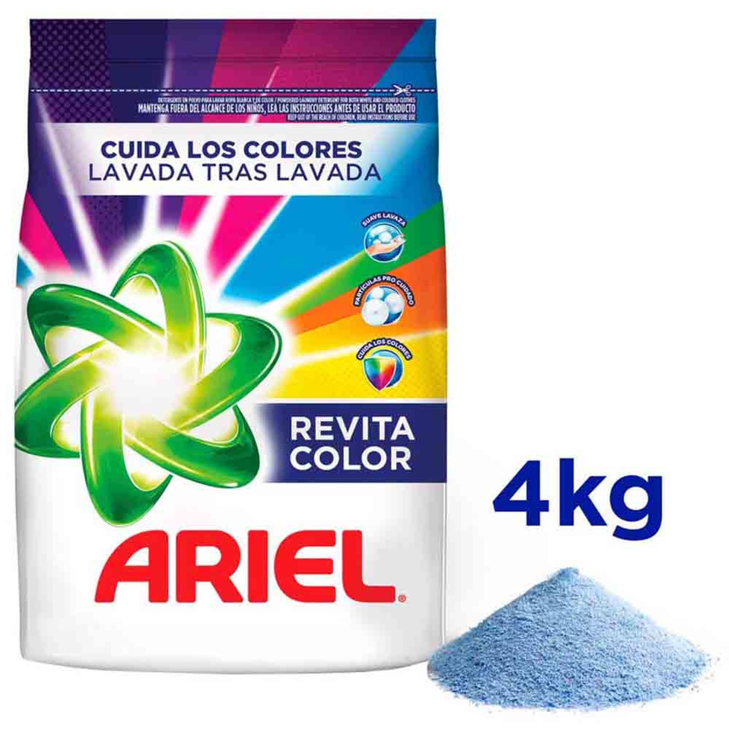 Detergente en Polvo ARIEL Revitacolor Bolsa 4Kg