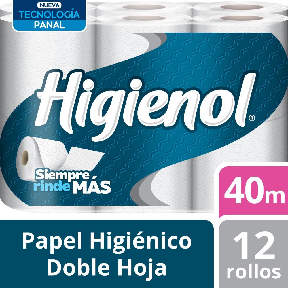 Papel Higiénico HIGIENOL Doble Hoja Paquete 12un