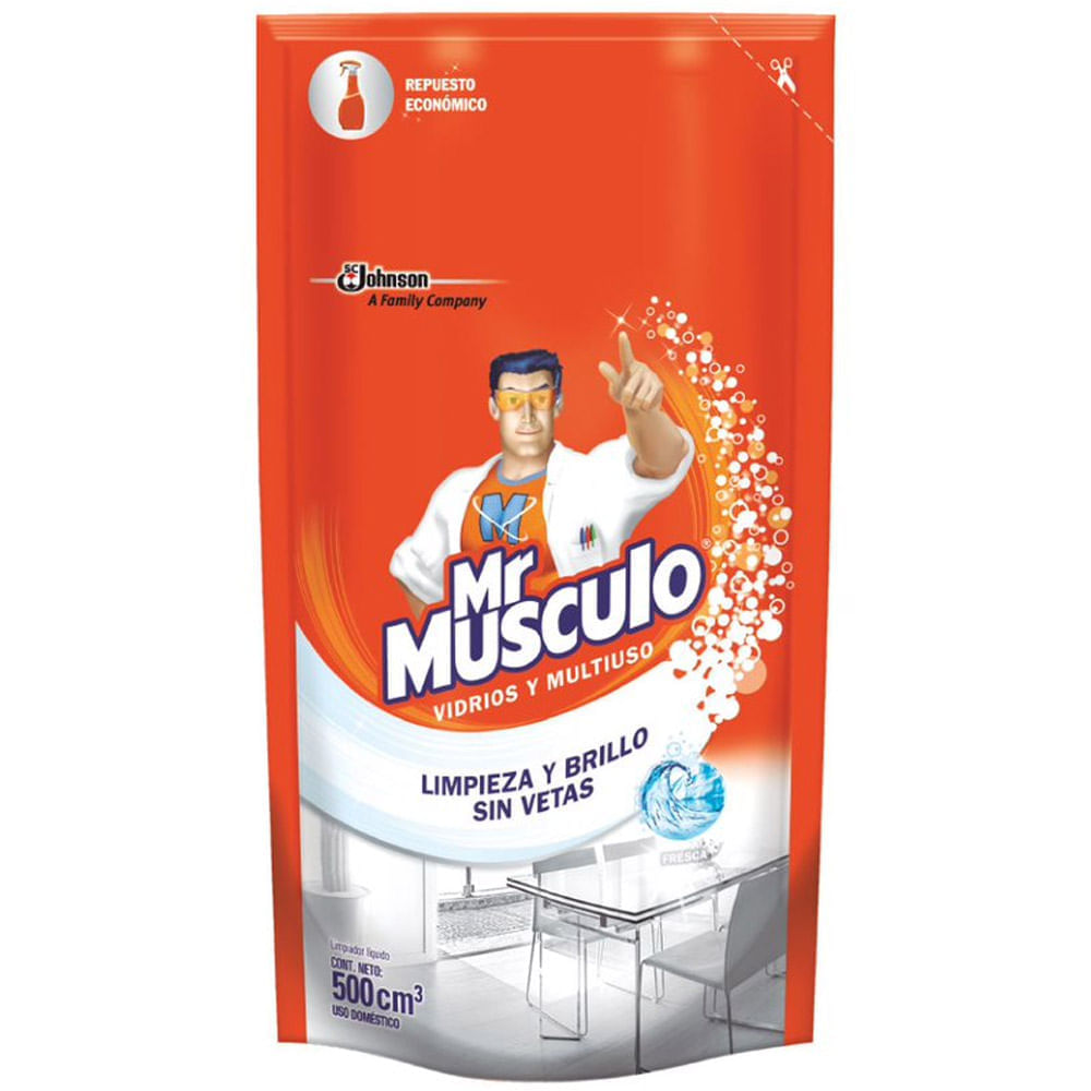 Limpia Vidrios MR. MÚSCULO Fragancia Fresca Doypack 500ml