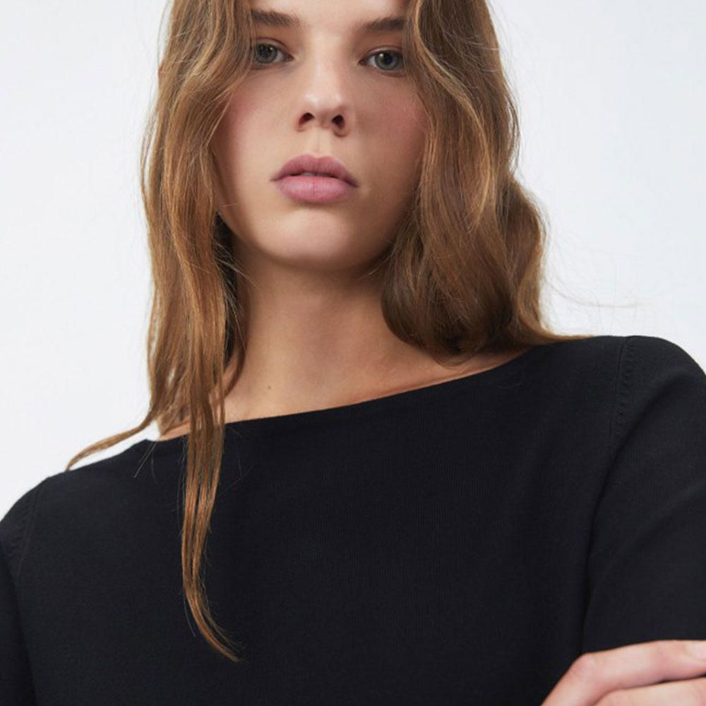 Chompa Sfera Mujer Cuello Barco Viscosa Negro | Oechsle.pe - Oechsle