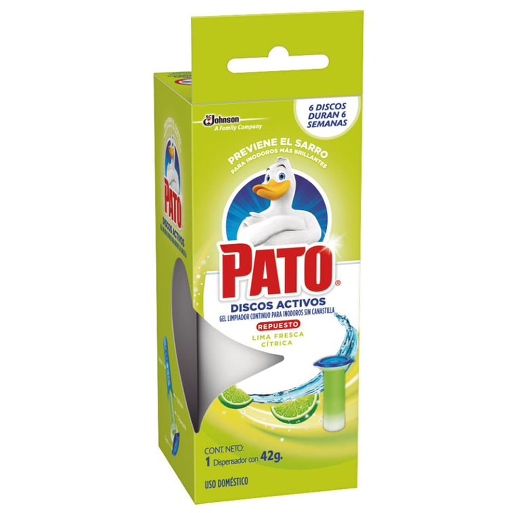 Desinfectante de Baño PATO Discos Activos Limón Repuesto Caja 1un