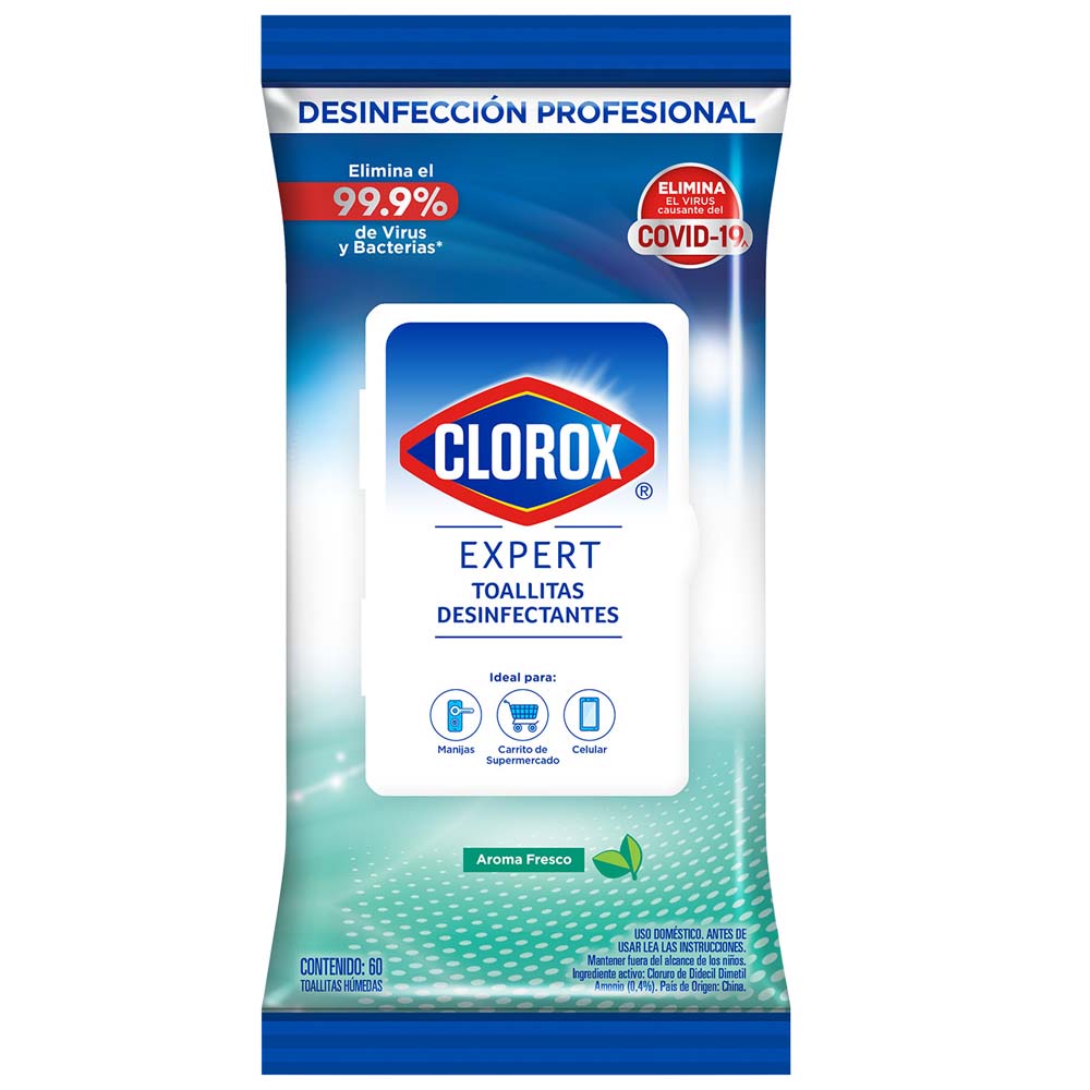Toallitas Desinfectantes CLOROX Expert Fresh Flowpack 60un