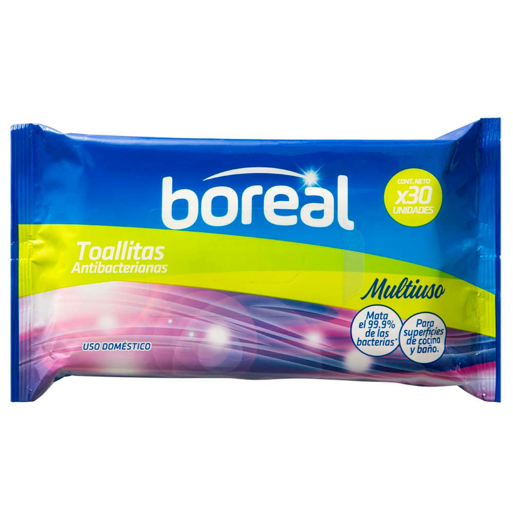 Toallitas Antibacterianas Multiuso BOREAL Paquete 30un