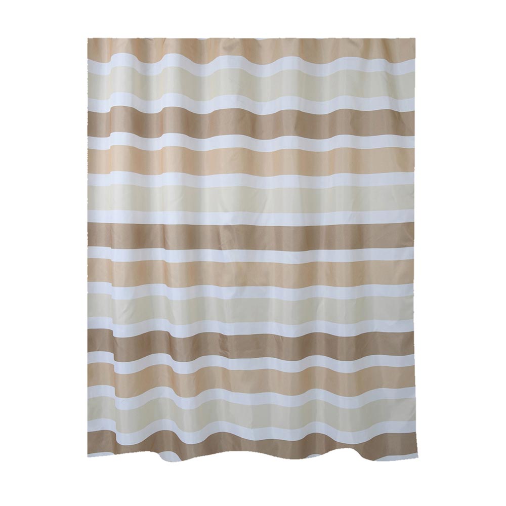 Cortina de Baño con Aros Orange 180x180cm Poly Rayas