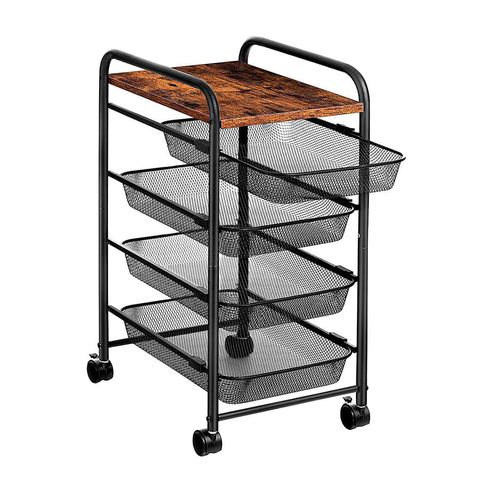 Carrito Organizador de Oficina Orange de Metal Negro