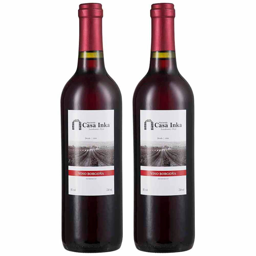 Pack HACIENDA CASA INKA Vino Tinto Borgoña Botella 750ml Paquete 2un