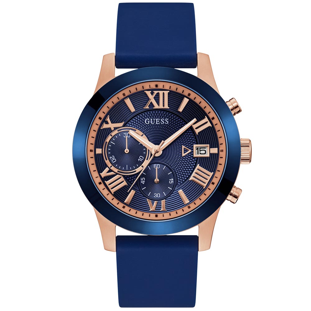 Reloj Guess Atlas W1055G2 Para Hombre Cronómetro Correa de Silicona Azul | - Oechsle